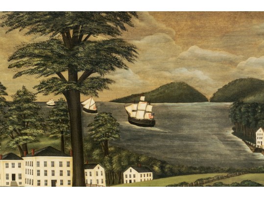 Sharon Trenoweth,( American, B. 1949) Folk Art Landscape Giclee Orignal Cost $450