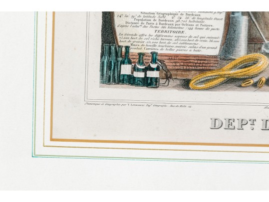 Antique French Colored Wine Reginos Of France Map 