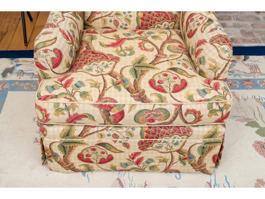 Custom Upholstered Armchair With Pleated Skirt