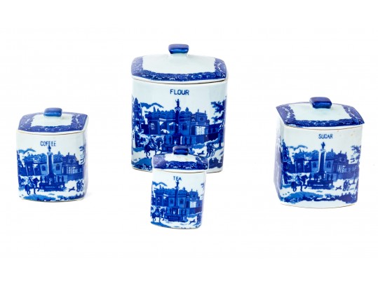 Set Of Four Reproduction English-style Graduated Condiment Jars