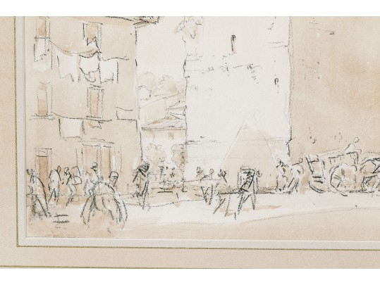 Herman A. Webster Pencil And Wash Drawing On Paper Depicting Porta Romana Florence, Italy