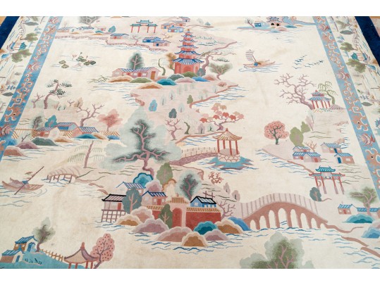 Art Deco Chinese Pictorial Rug 12' 3
