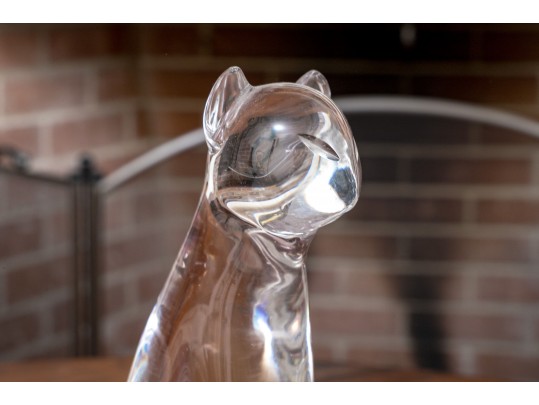 Impressive 20th-Century Murano Crystal Cat Figure