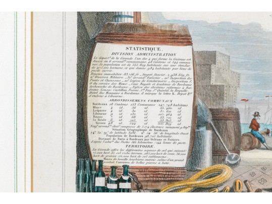 Antique French Colored Wine Reginos Of France Map 