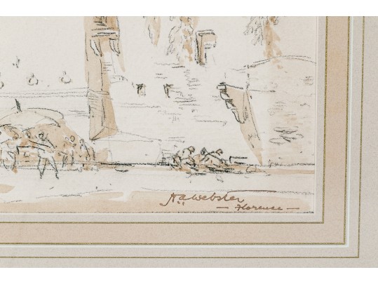 Herman A. Webster Pencil And Wash Drawing On Paper Depicting Porta Romana Florence, Italy