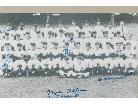 1961, New York Yankees World Champions Team Photograph, Signed By 9 Players Including Mickey Mantle