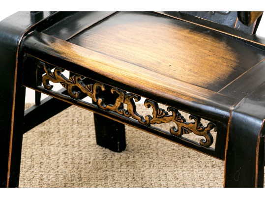 Chinese Ming Style 3pc Horseshoe Chair And Tea Table Set