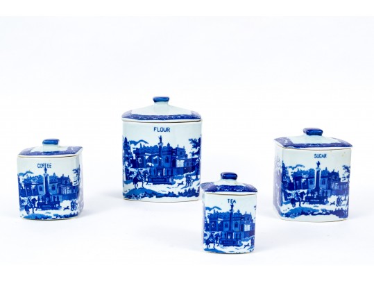 Set Of Four Reproduction English-style Graduated Condiment Jars