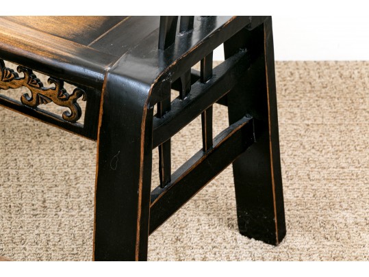 Chinese Ming Style 3pc Horseshoe Chair And Tea Table Set