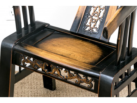 Chinese Ming Style 3pc Horseshoe Chair And Tea Table Set