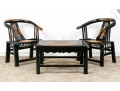 Chinese Ming Style 3pc Horseshoe Chair And Tea Table Set