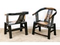 Chinese Ming Style 3pc Horseshoe Chair And Tea Table Set
