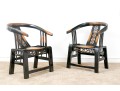 Chinese Ming Style 3pc Horseshoe Chair And Tea Table Set