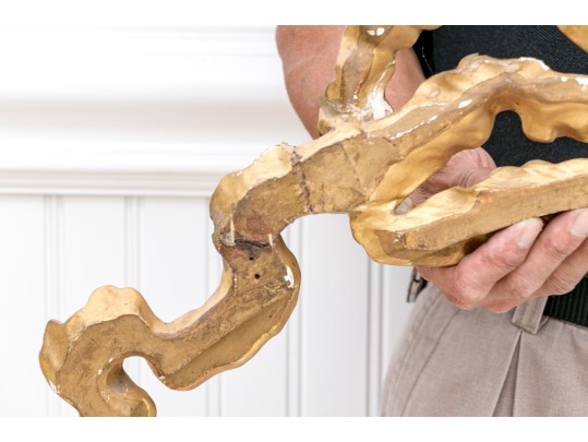 Stunning Carved Gesso And Gilt Bow Wall Mount