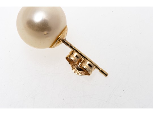14k Yellow Gold Classic 7.5 Mm Cultured Pearl Stud Earrings