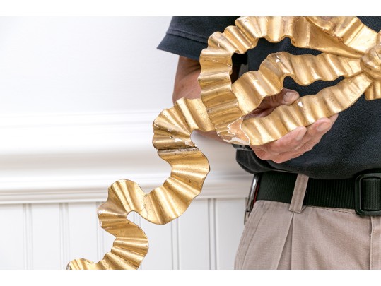 Stunning Carved Gesso And Gilt Bow Wall Mount