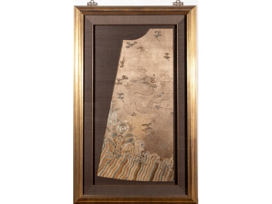 Massive Gilt Framed Imperial Chinese Embroidered Garment Panel