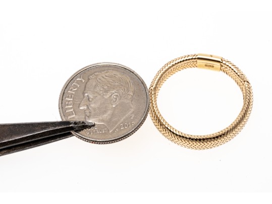14K Mesh Adjustable Mesh Style Band Ring, Size Adjusts From Approximately 6.5 To 9.5
