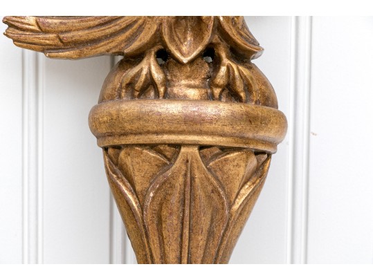 Federal Style Opposing Eagle Gilt Twin-light Wall Sconces