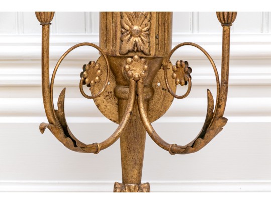 Federal Style Opposing Eagle Gilt Twin-light Wall Sconces
