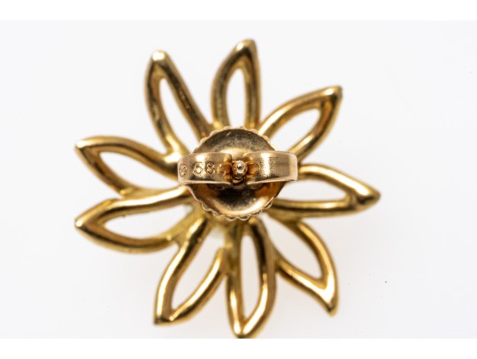 Captivating Floral Pearl And 14K Earrings