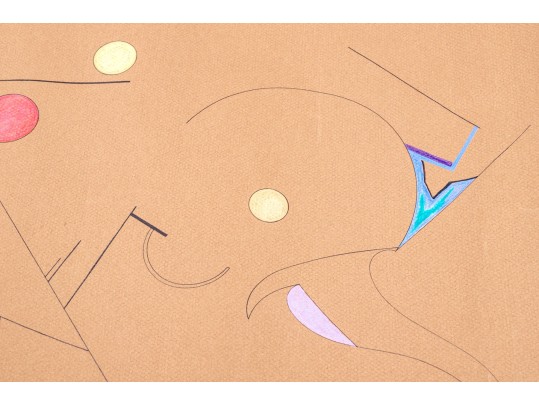 Group Of Nine Mixed Media On Paper Abstract Designs