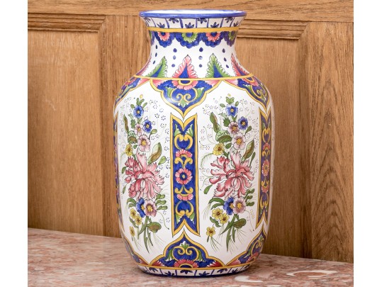 FMF Casafina Malveira Hand-Painted Ceramic Vase , Made In  Portugal 