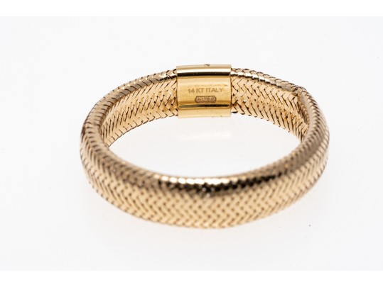 14K Mesh Adjustable Mesh Style Band Ring, Size Adjusts From Approximately 6.5 To 9.5