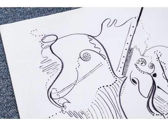 Group Of Nine Mixed Media On Paper Abstract Designs