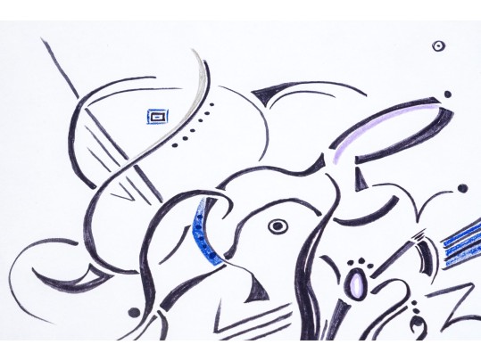 Group Of Nine Mixed Media On Paper Abstract Designs