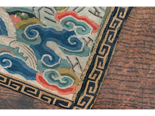 Chinese Porcelain Group & Embroidered Textile