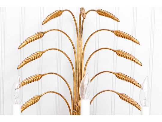 Vintage Italian Gilt Triple-light Wall Sconces