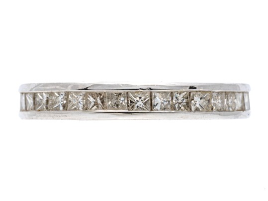 14k Stunning Princess Cut Diamond Eternity Band, App. 1.05 TCW, Size 4.75, See Conditions