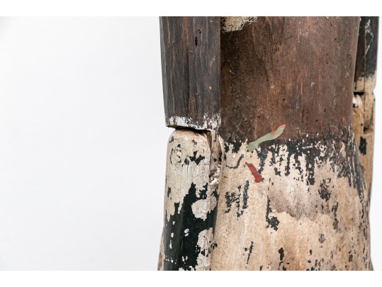 An Antiqued Hand Carved And Painted Wooden Mannequin 