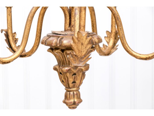 Italian Gilt 5-light Gilt Metal/composite Wheat Sheaf Chandelier