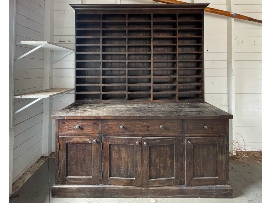 Impressive Two Part Oak Breakfront Cupboard