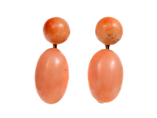 Elegant 14K And Coral Vintage Screw Back Earrings