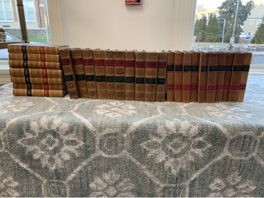 Collection In Excess Of 25 Semi Antique & Antique Leather Bound Books