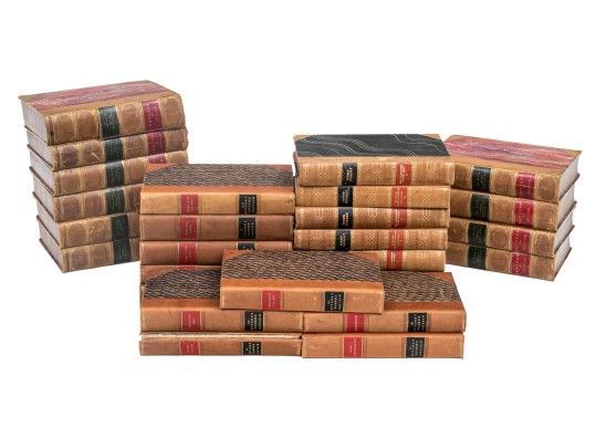 Collection In Excess Of 25 Semi Antique & Antique Leather Bound Books