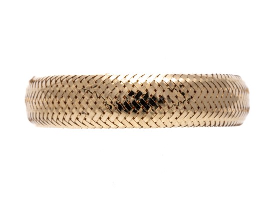 14K Mesh Adjustable Mesh Style Band Ring, Size Adjusts From Approximately 6.5 To 9.5