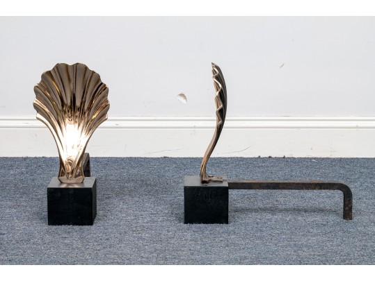 Pair Of Iron And Gilt Metal Andirons