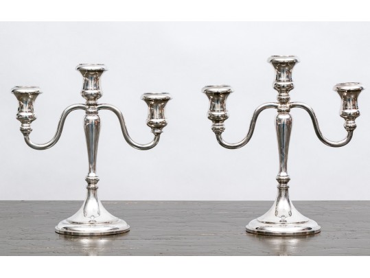Pair Of Italian Silver Plated Candelabra