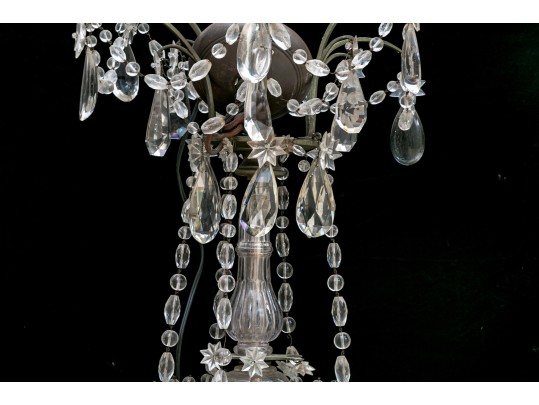 Antique French 6-light Cut Crystal And Beaded Chandelier 