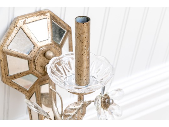 Stonefish Shaded Single Light Mirrored And Gilt Sconces