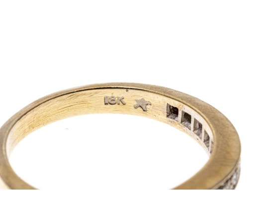 18K Gold And Diamond Band Ring, Size 9.25+