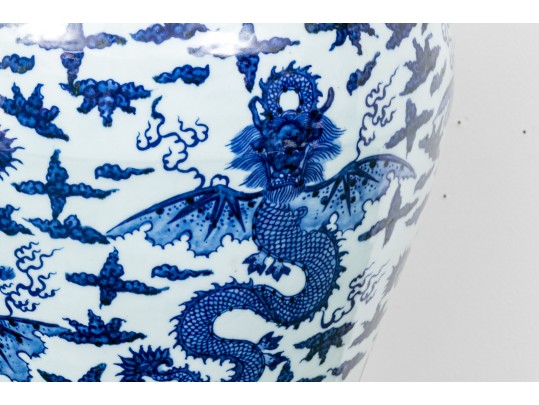 Chinese Ming Style Blue And White Porcelain Meiping Vase