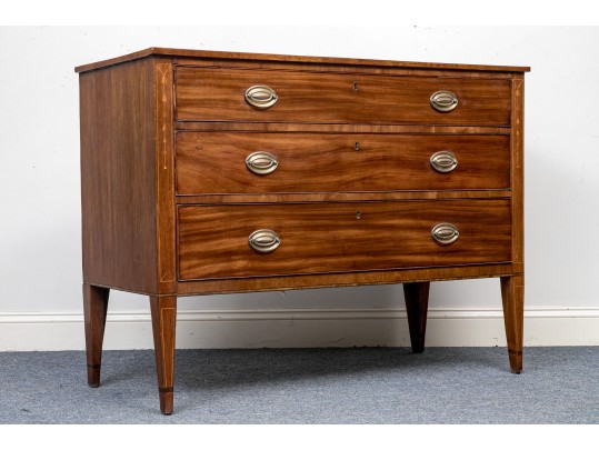 Antique Satinwood Inlaid Mahogany Chest Of Drawers