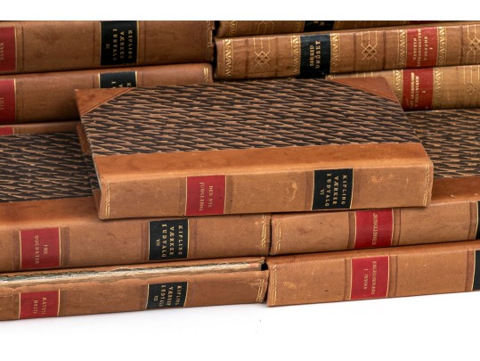 Collection In Excess Of 25 Semi Antique & Antique Leather Bound Books