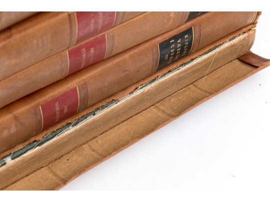 Collection In Excess Of 25 Semi Antique & Antique Leather Bound Books