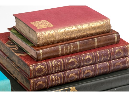 Collection Of Antique & Semi Antique Leather & Cloth Bound Books 